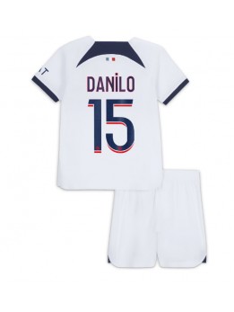 Otroški Nogometna dresi replika Paris Saint-Germain Danilo Pereira #15 Gostujoči 2023-24 Kratek rokav (+ hlače)